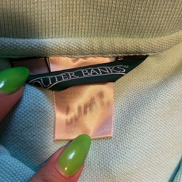 Outer Banks Mens Short Sleeve Classic Ribbed Polo Shirt Green - Picture 6 of 6